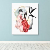 Toile jolie fille japonaise Geisha (Insitu (Plancher de Bois))