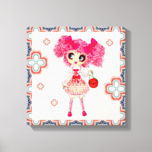 Toile Jolie fille PinkyP rose Kawaii fille par LeahG