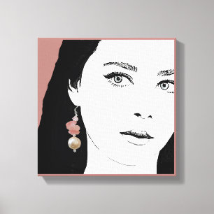 Toile Jolie fille visage de la mode illustration stylisé