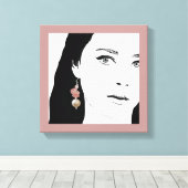 Toile Jolie fille visage mode illustration florale migno (Insitu (Plancher de Bois))