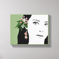 Jolie fille visage mode illustration florale migno