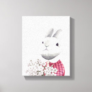 Toile Jolie fleur de lapin tenant décor de nurserie de f