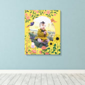 Toile Jolie Fleur Jaune Nouveau Bébé Photographie (Insitu (Plancher de Bois))