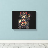 Toile jolie Maneki Neko imprimé chat japonais (Insitu (Plancher de Bois))