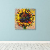 Toile Jolie peinture Abstraite de tournesol (Insitu (Plancher de Bois))