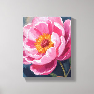 Toile Jolie pivoine rose   Peinture de fleurs aquarelle