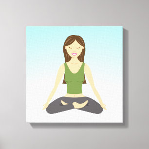 Toile Jolie Yoga Girl Assis Dans Lotus Pose Illustration