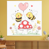 Toile Jolies abeilles de dessin animé avec ballon en for (Insitu(Salon))