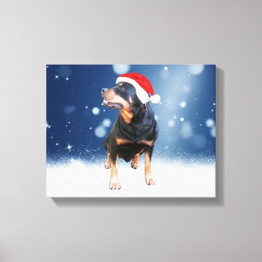 Toile Jote Rottweiler Chien Noël Santa Hat Étoiles de ne (Recto)