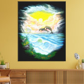 Toile Jouer aux dauphins sous le soleil (Insitu(Salon))