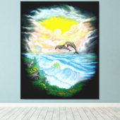 Toile Jouer aux dauphins sous le soleil (Insitu (Plancher de Bois))