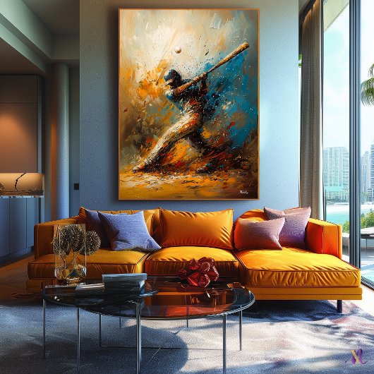 Toile Joueur de baseball Abstrait - Art sportif dynamiqu