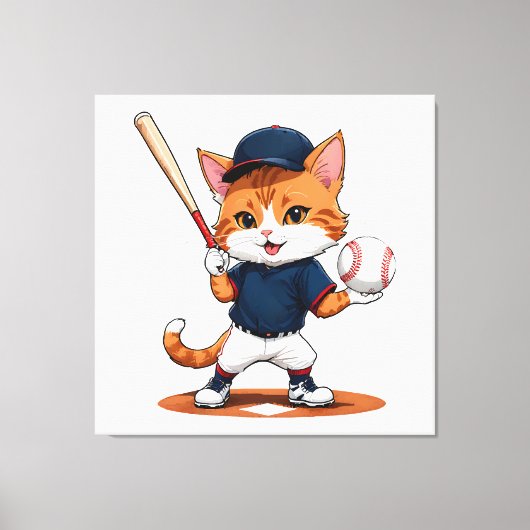 Toile Joueur de baseball chat (Recto)
