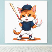 Toile Joueur de baseball chat (Insitu (Plancher de Bois))