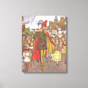 Toile Joueur de flûte de Hamelin de conte de fées vintag