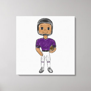 Toile joueur de football vintage rétro violet noir simpl