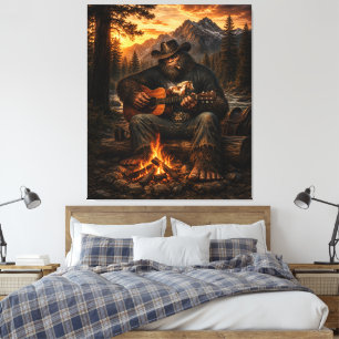 Toile Joueur de guitare au camp Bigfoot