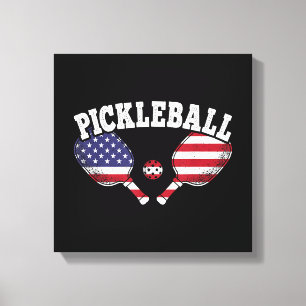 Toile Joueur de Pickleball avec Drapeau Américain Vintag