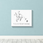 Toile Joueur de polo amusant et cheval (Insitu (Plancher de Bois))