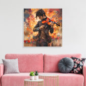 Toile Joueur de violon en pratique (Insitu(Salon))