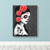 Toile Jour de la fille crâne de sucre mort - gris (Insitu (Plancher de Bois))