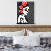 Toile Jour de la fille crâne de sucre mort - gris (Insitu(Chambre))