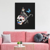 Toile Jour De La Morte Chat Crâne Sucre Et Papillon (Insitu(Salon))