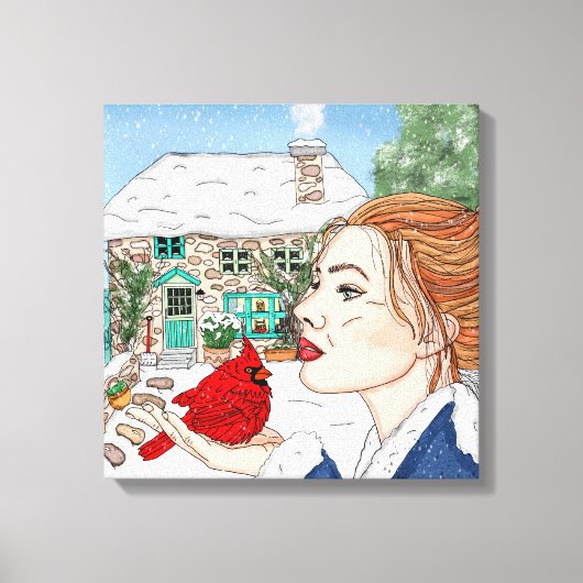 Toile Jour d'hiver tiré à la main, chalet anglais (Recto)