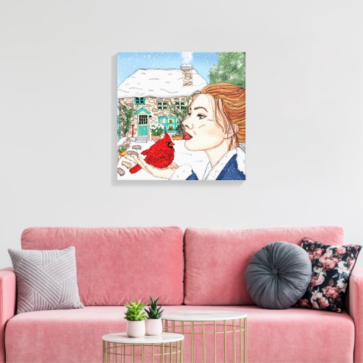 Toile Jour d'hiver tiré à la main, chalet anglais (Insitu(Salon))