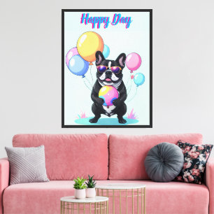 Toile Jour heureux du bouledogue français Bouledogue fra