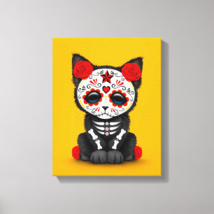 Toile Jour rouge mignon du chat Kitten Mort, jaune