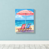 Toile Journée de plage à Cape Cod | Océan aquarelle MA (Insitu (Plancher de Bois))