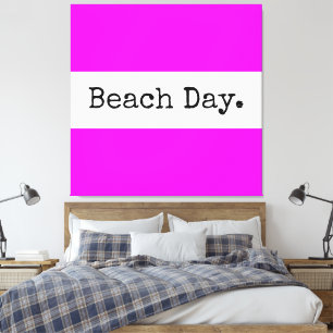 Toile JOURNÉE PLAGE Amusante Tropical Pink Blancs