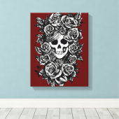 Toile Journée Rose Du Crâne Féminin De L'Art Morte (Insitu (Plancher de Bois))