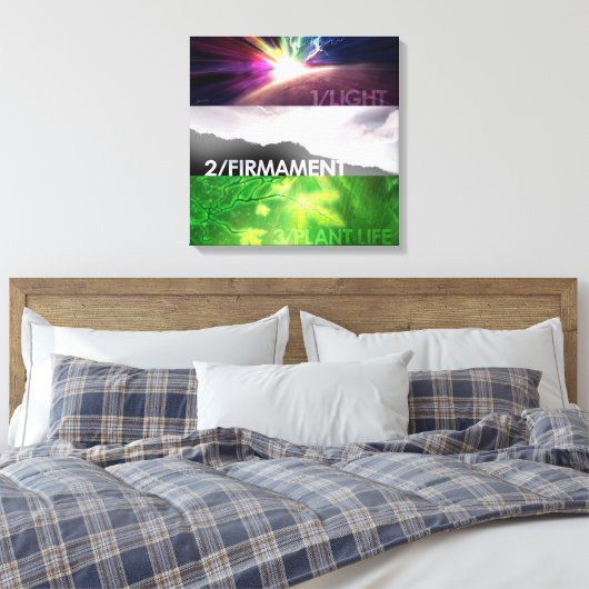 Toile Jours de création 1-3 Canvas Imprimer 18" x 18" (Insitu(Chambre))