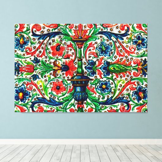 Toile Joyaux Tons Médiéval Fleurs Manuscrits Scrolls (Insitu (Plancher de Bois))