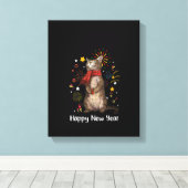 Toile Joyeuse Année Meow, Bonne Année Chat 2023 Fo (Insitu (Plancher de Bois))
