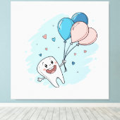 Toile Joyeuse dent de dessin avec ballons - Santé dentai (Insitu (Plancher de Bois))
