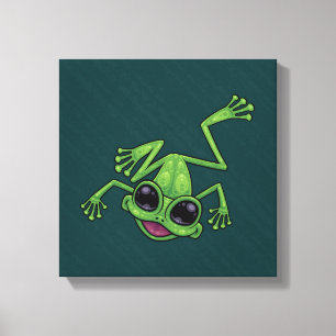 Toile Joyeuse grenouille verte