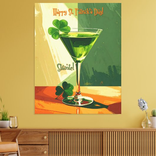 Toile Joyeuse Saint-Patrick Shamrock Martini  (Insitu(Salon))