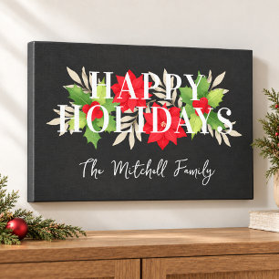 Toile Joyeuses Fêtes Famille Gray Holly Nom de Noël