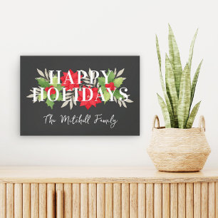 Toile Joyeuses Fêtes Famille Gray Holly Nom de Noël