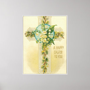 Toile Joyeuses Pâques à vous - Carte postale antique,