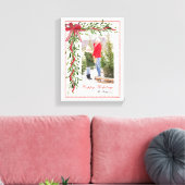 Toile Joyeuses vacances Mistletoe Red Bow Family Photo (Insitu(Salon))
