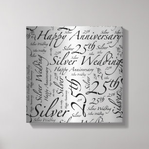 Toile Joyeux 25e anniversaire Mot Art Graphique