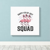 Toile Joyeux 4 juillet Flamingo Squad Vector Design_1 (Insitu (Plancher de Bois))