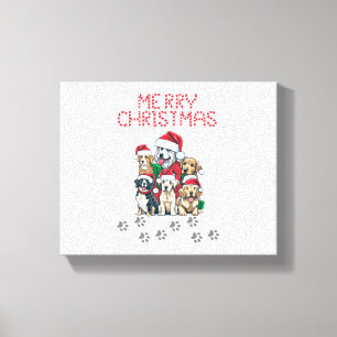 Toile Joyeux chiens de Noël