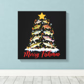 Toile Joyeux Fishmas Drôle de sapin de Noël lumières Poi (Insitu (Plancher de Bois))