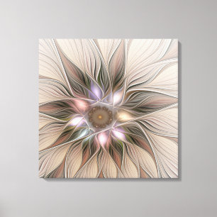 Toile Joyeux Fleur Abstrait Flore Fractal Art Triptyque