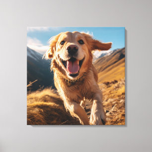 Toile Joyeux Golden Retriever en cours